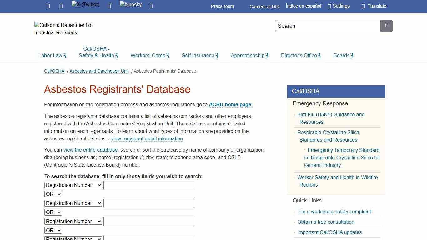 Asbestos Registrants' Database